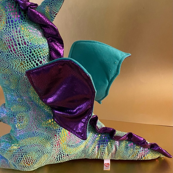 TY BEANIE BOOS CINDER the Multicolor Plush stuffed Dragon Size LARGE - Picture 5 of 16